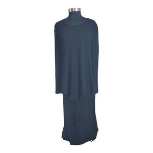 Women's 3XL Black 2 Piece Set Tunic and Skirt Asymmetrical Lagenlook Work Travel